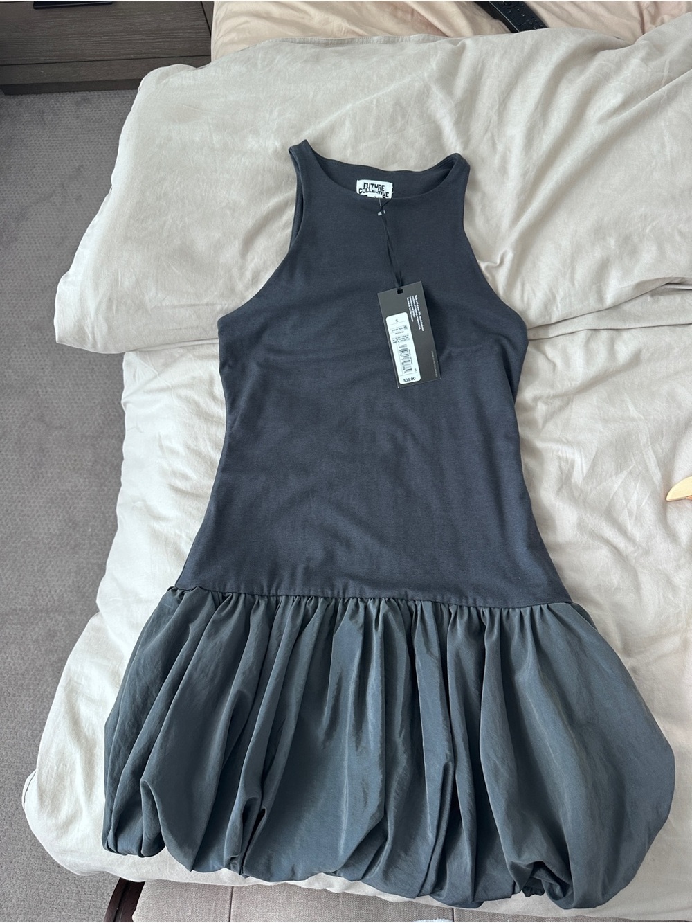 Black Bubble Hem Tank Dress